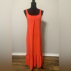See You Monday Orange Sleeveless Maxi Dress, Medium